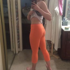 Lululemon orange grey reversible crops
